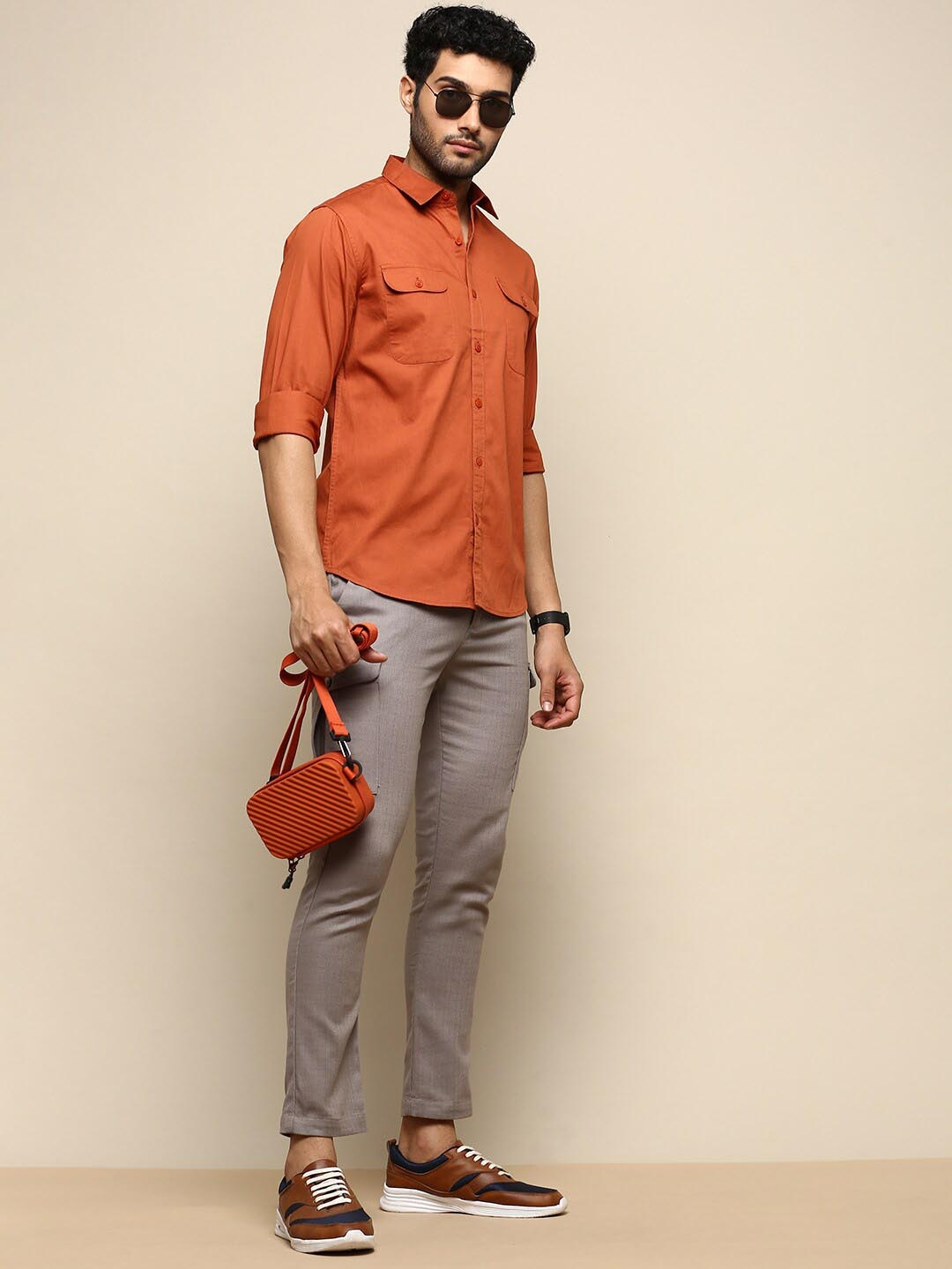 

INVICTUS Sport Slim Fit Cotton Casual Shirt, Rust