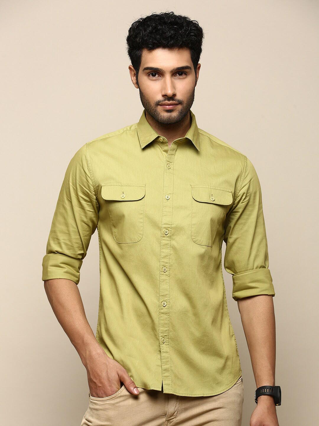 

INVICTUS Sport Slim Fit Cotton Casual Shirt, Olive