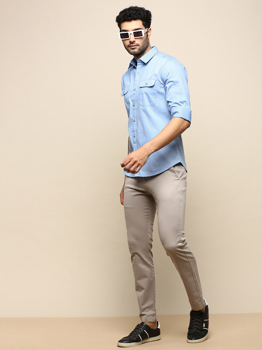 

INVICTUS Sport Slim Fit Spread Collar Cotton Casual Shirt, Blue