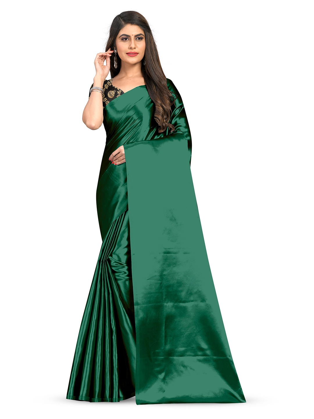 

Rhey Satin Luxurious Elegance Saree, Green