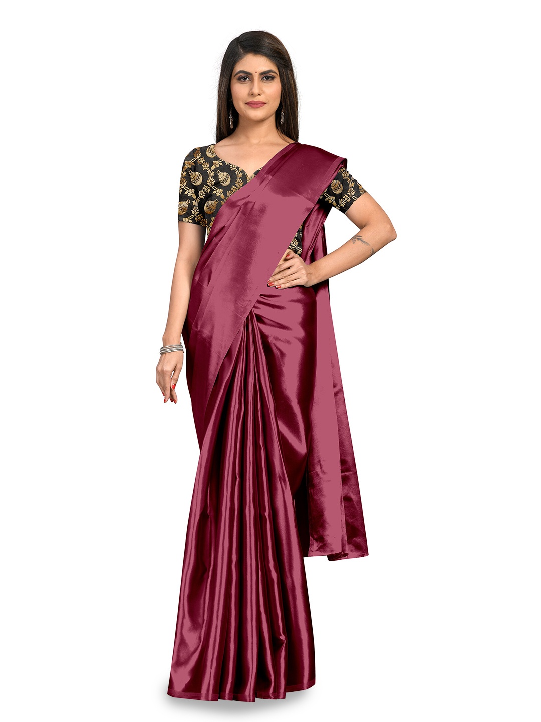 

Rhey Satin Luxurious Elegance Saree, Maroon