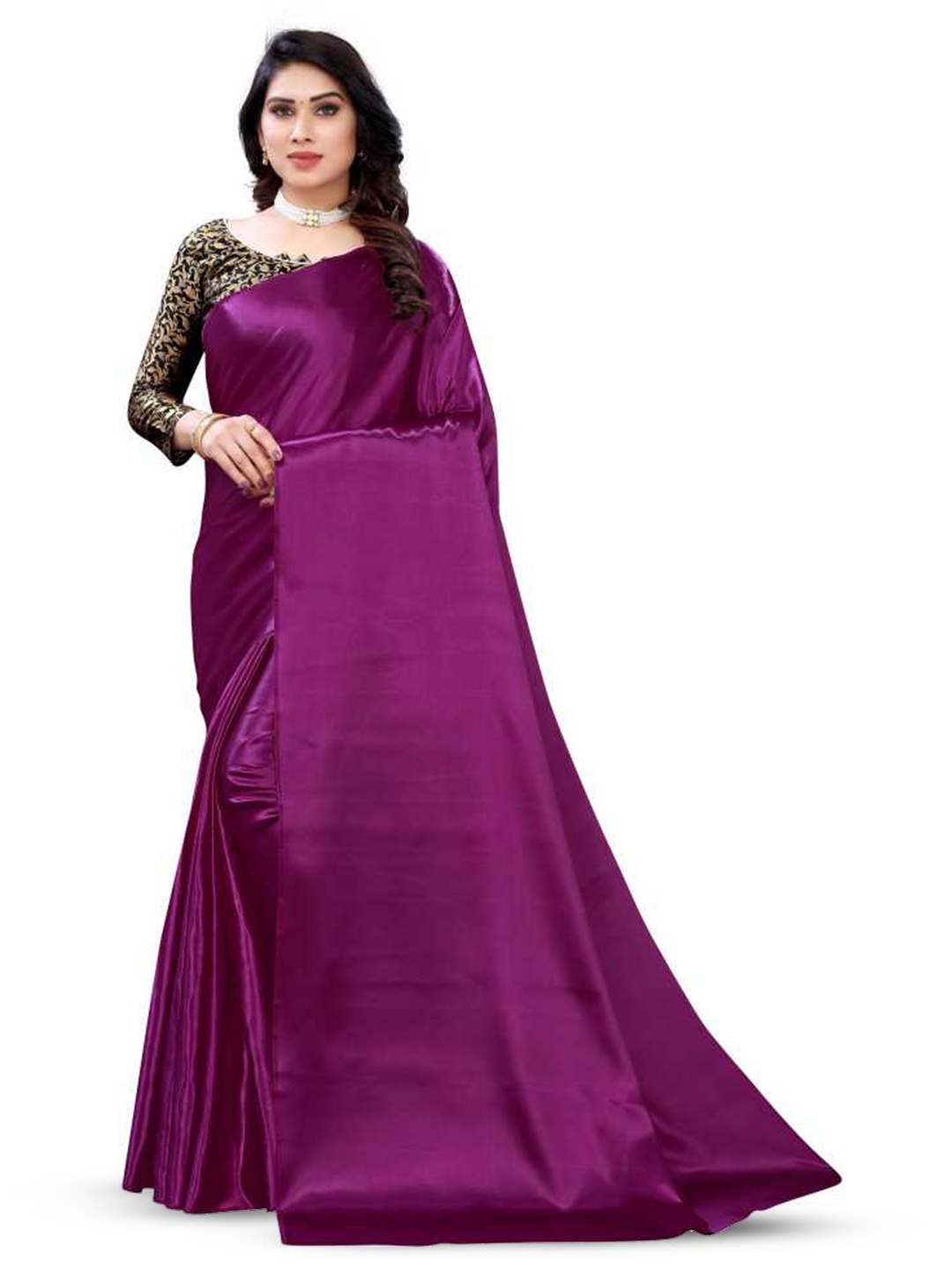 

Rhey Satin Luxurious Elegance Saree, Purple