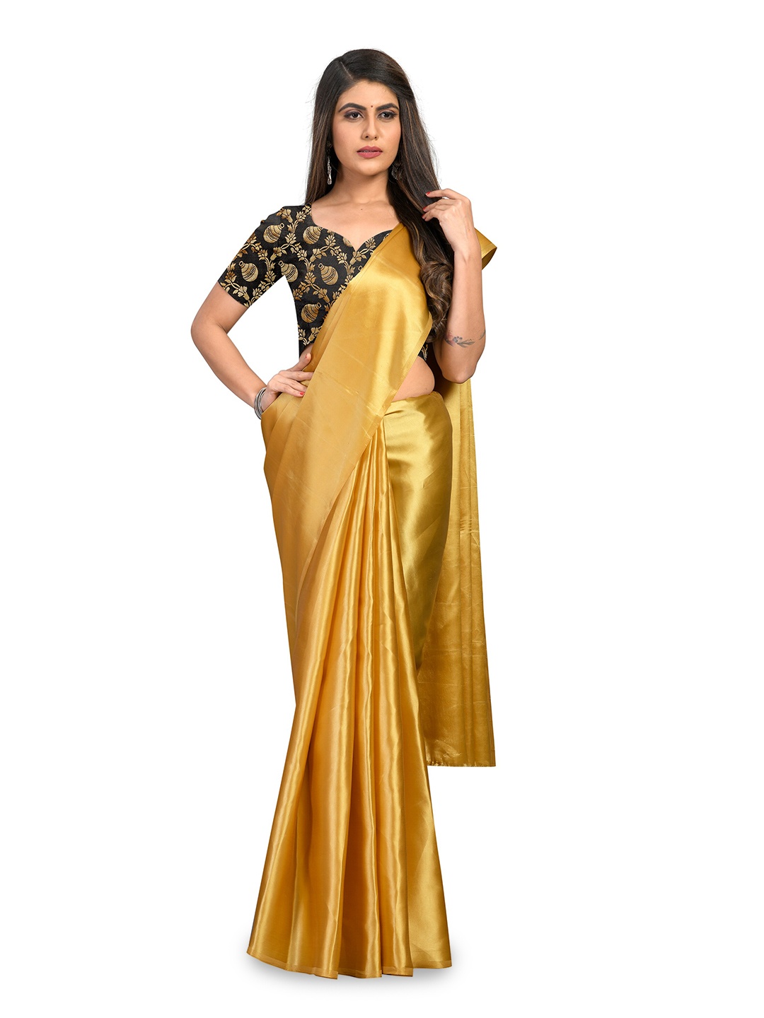 

Rhey Satin Luxurious Elegance Saree, Gold