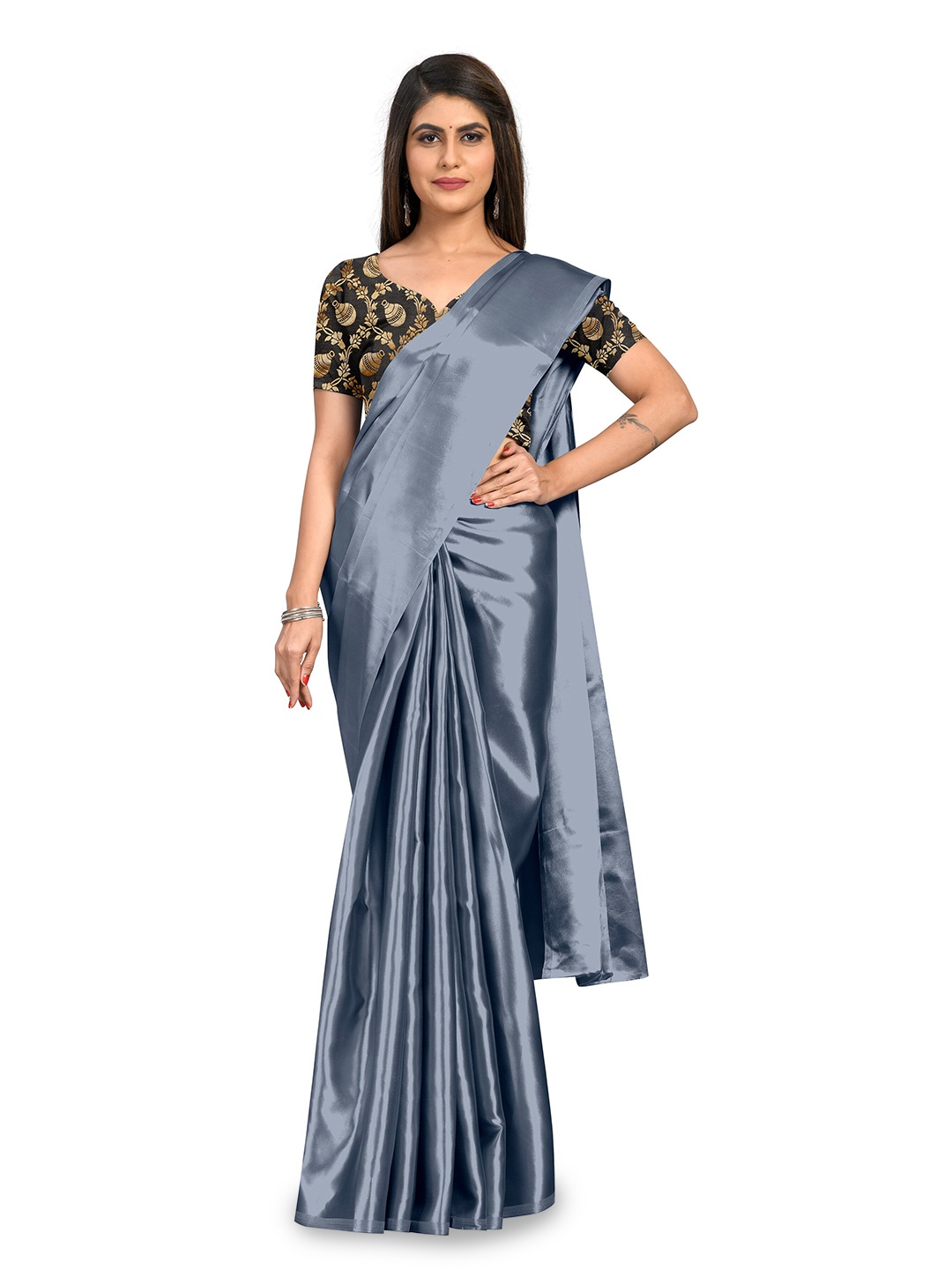 

Rhey Satin Luxurious Elegance Saree, Grey