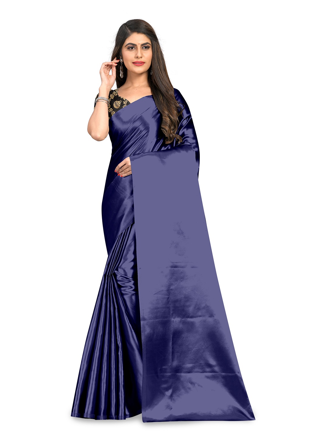 

Rhey Satin Luxurious Elegance Saree, Navy blue