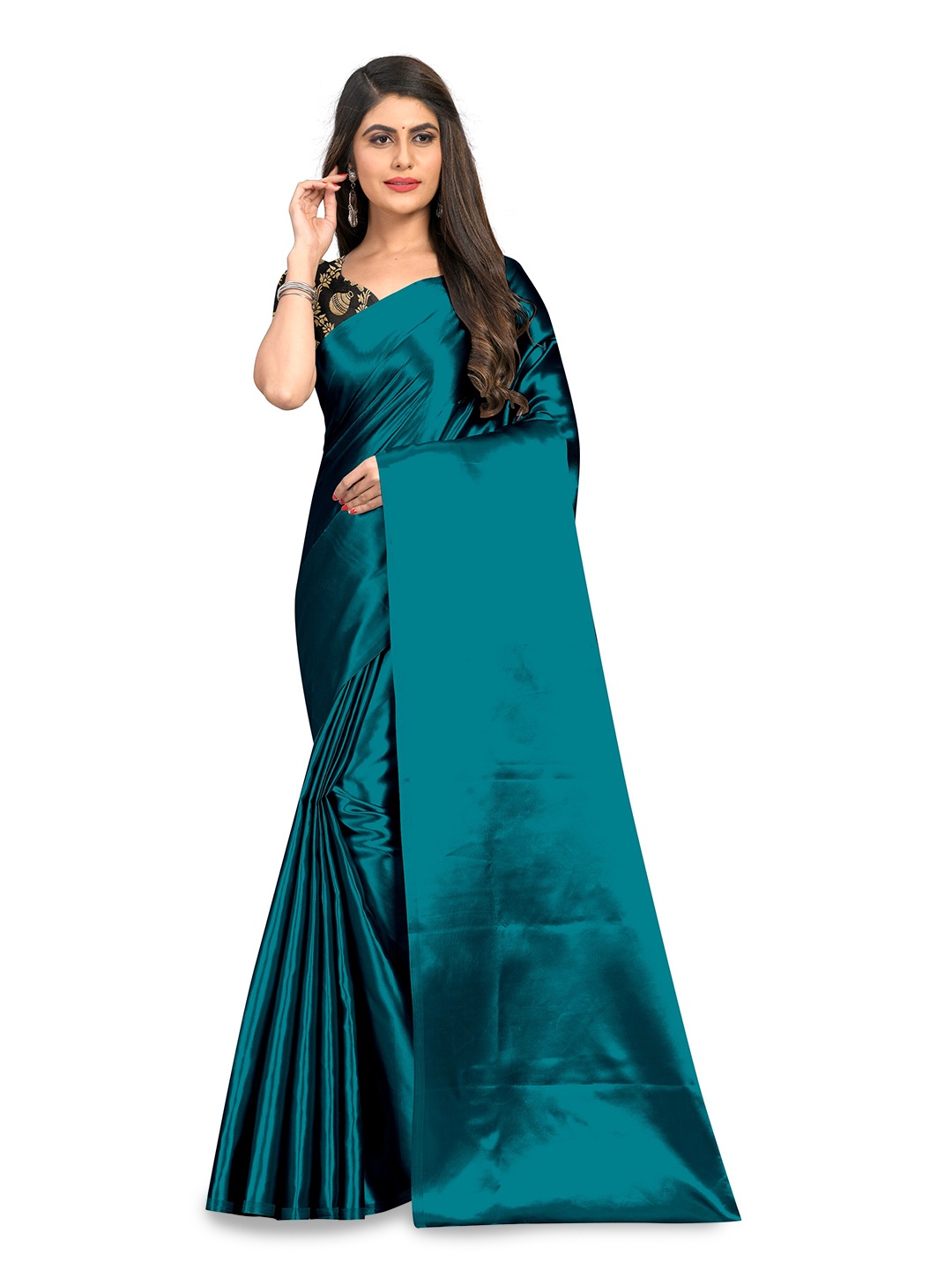 

Rhey Satin Luxurious Elegance Saree, Teal