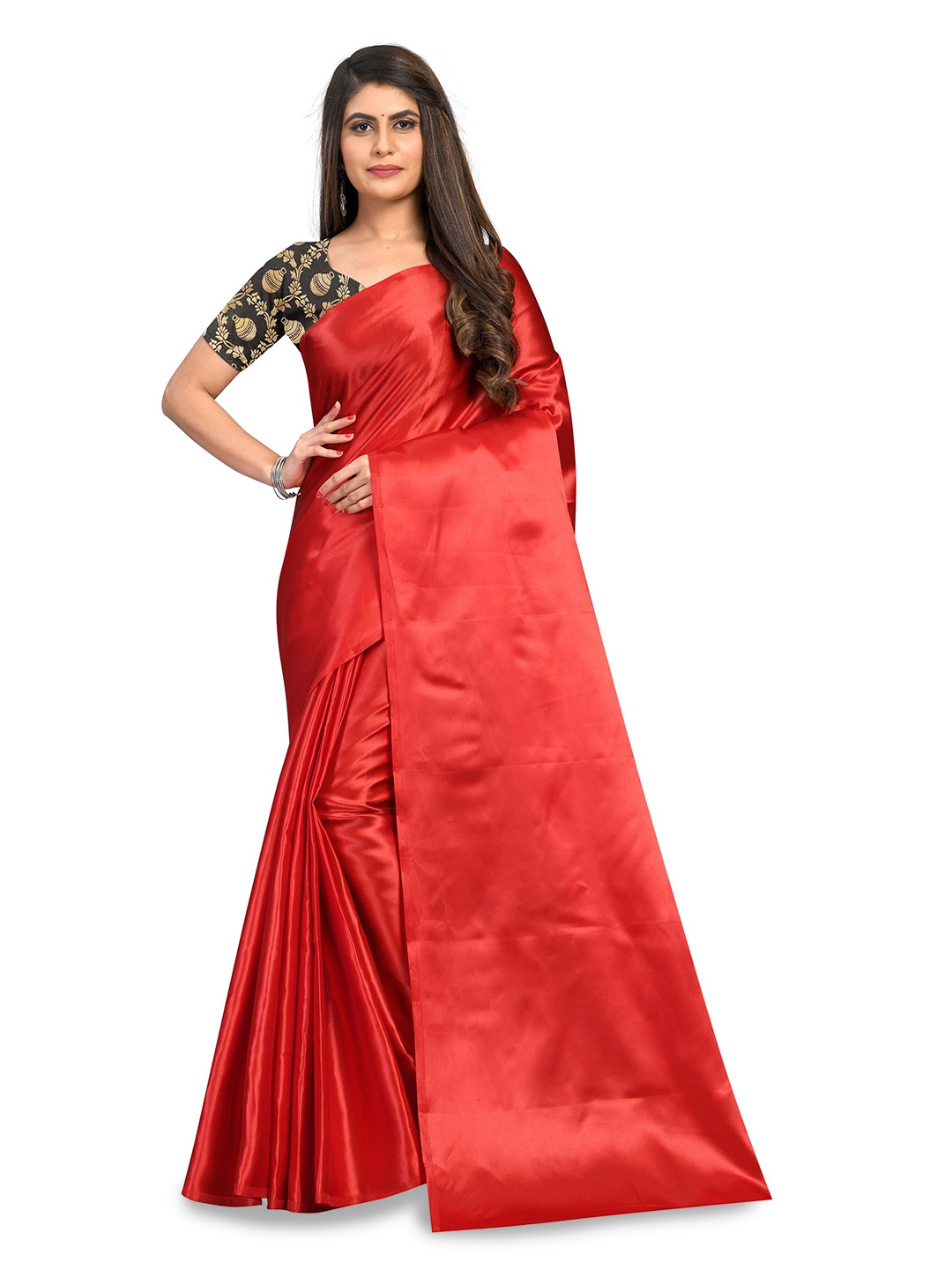 

Rhey Satin Luxurious Elegance Saree, Red