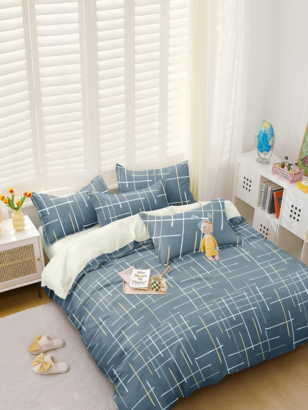

RRC Blue Geometric 144 TC Single Bedsheet Set