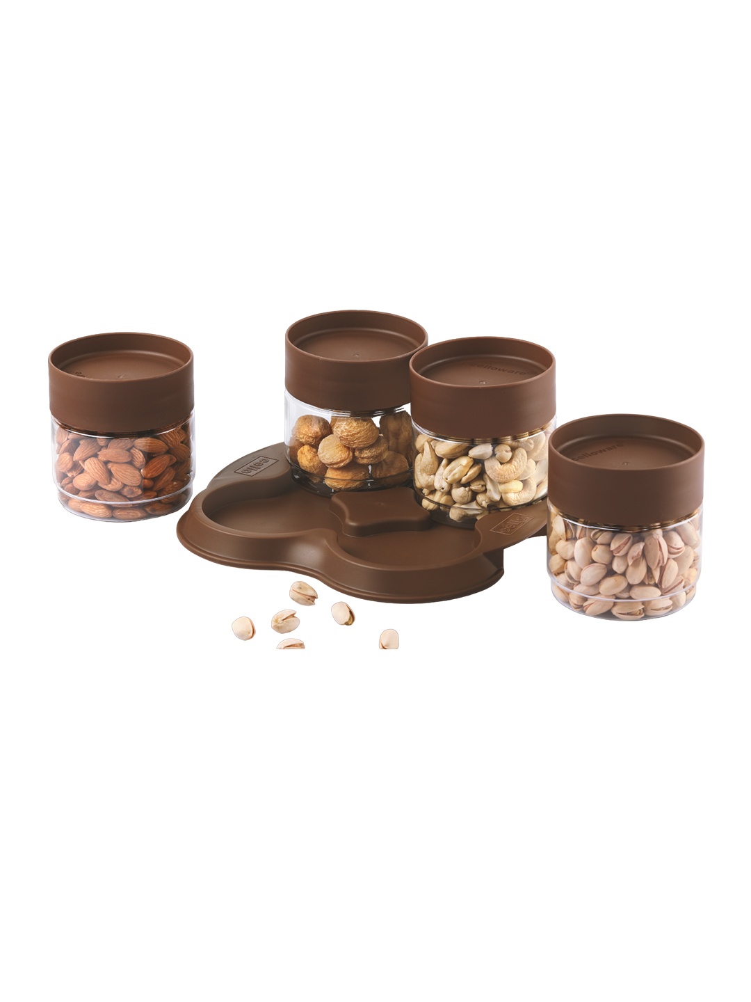 

Cello Maroon 4 Pieces Food Container Jars with Tray 500ml