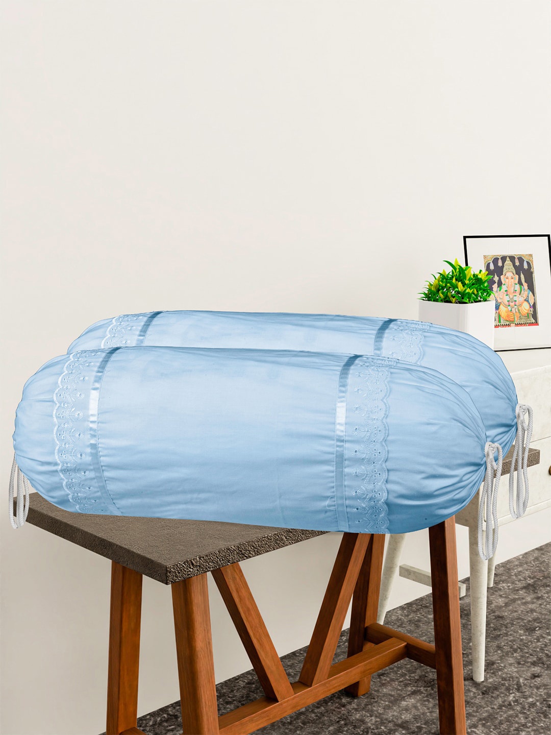 

Kuber Industries Blue 2 Pieces Printed Cotton Bolster Covers