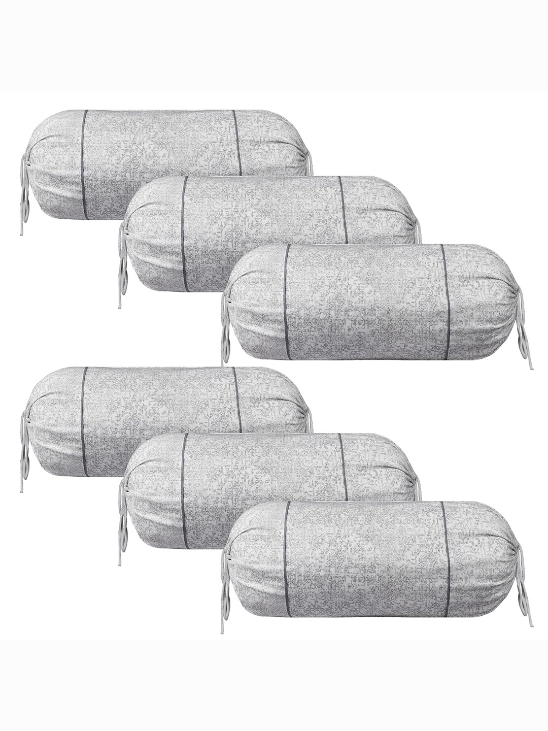 

Kuber Industries White 6 Pieces Printed Cotton Bolster Covers