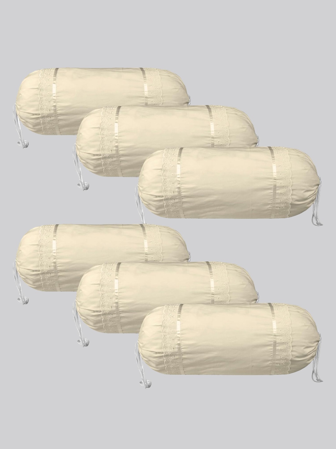 

Kuber Industries Cream Coloured 6 Pieces Cotton Bolster Covers