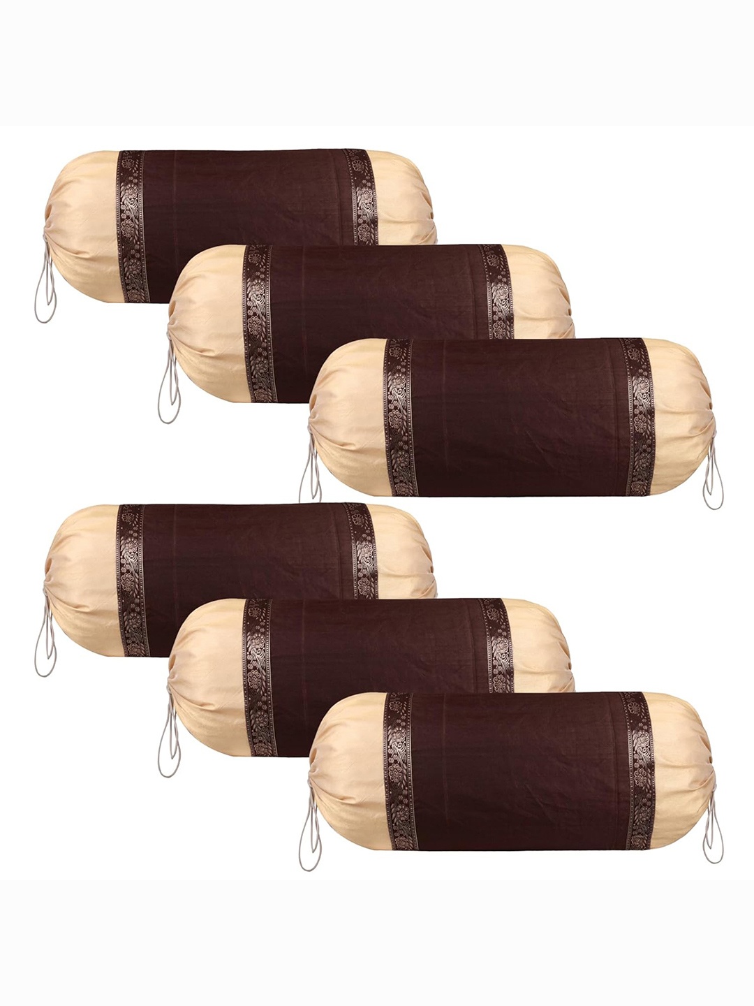 

Kuber Industries Brown & Cream 6 Pieces Bolster Covers