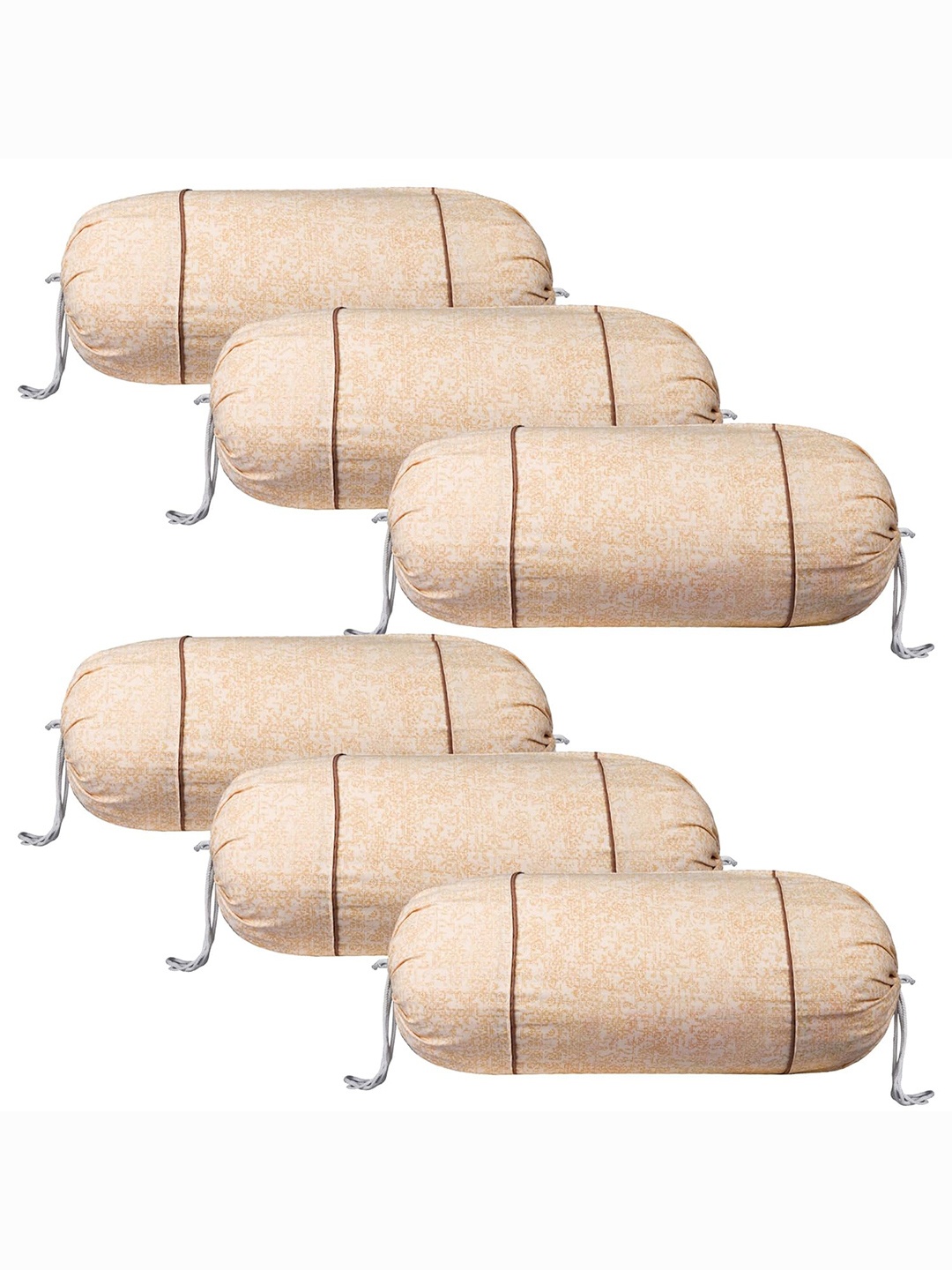 

Kuber Industries Cream Coloured 6 Pieces Printed Cotton Bolster Covers