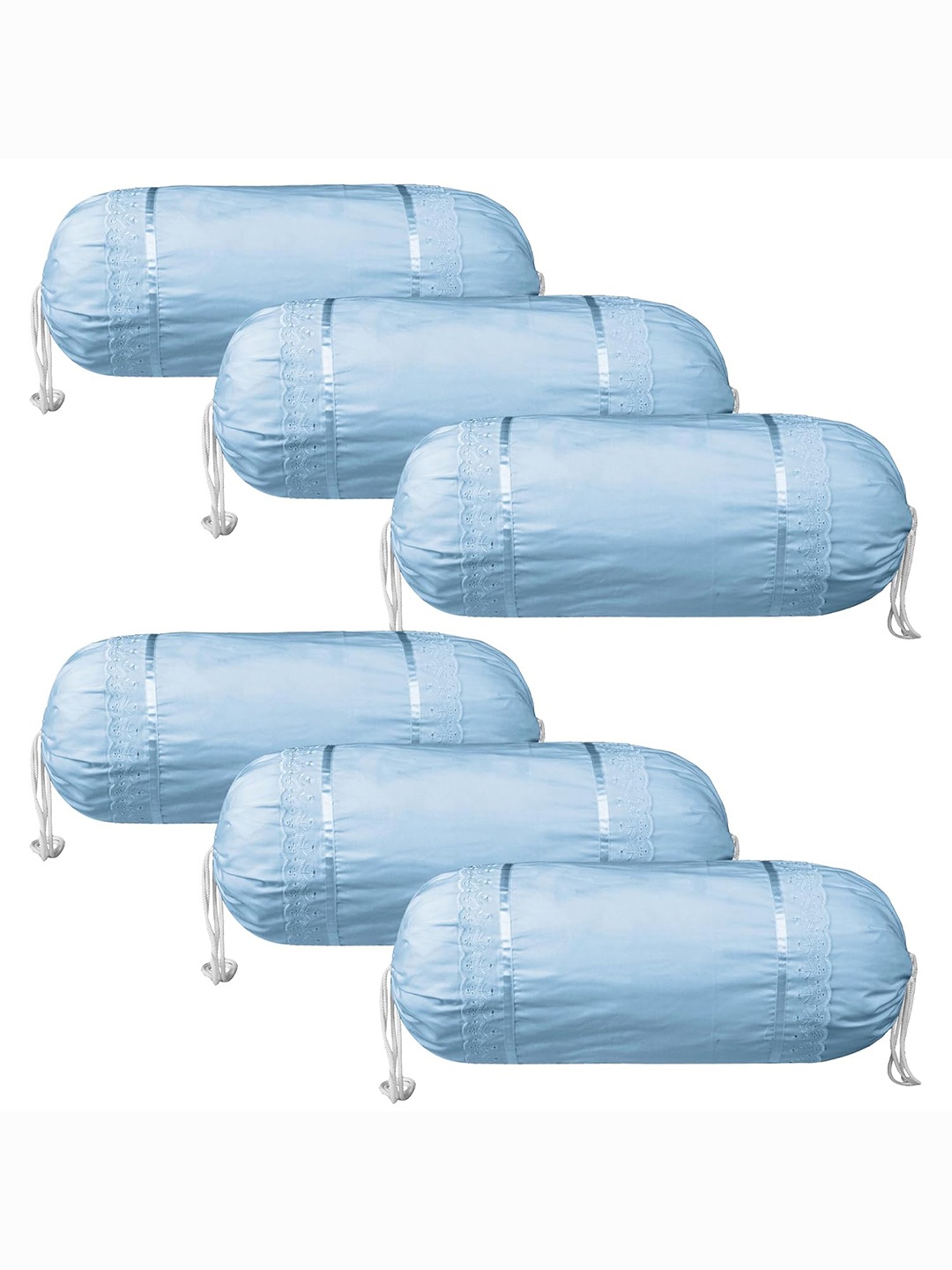 

Kuber Industries Blue 6 Pieces Printed Bolster Covers