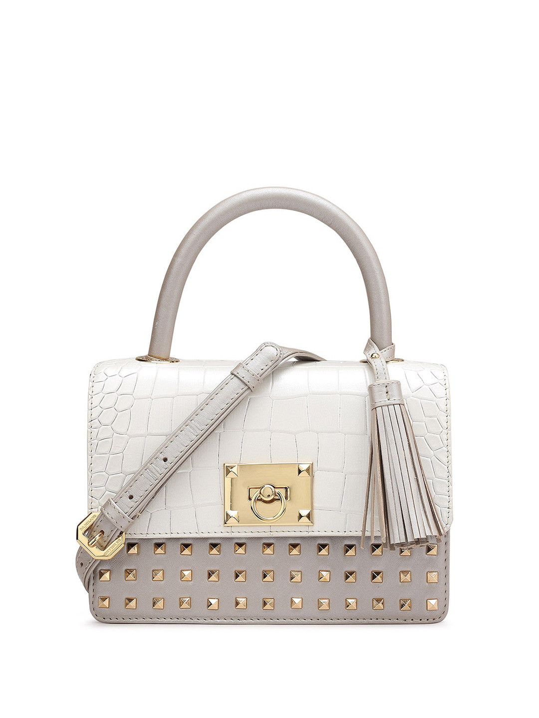 

Da Milano Leather Textured Handheld Bag, White