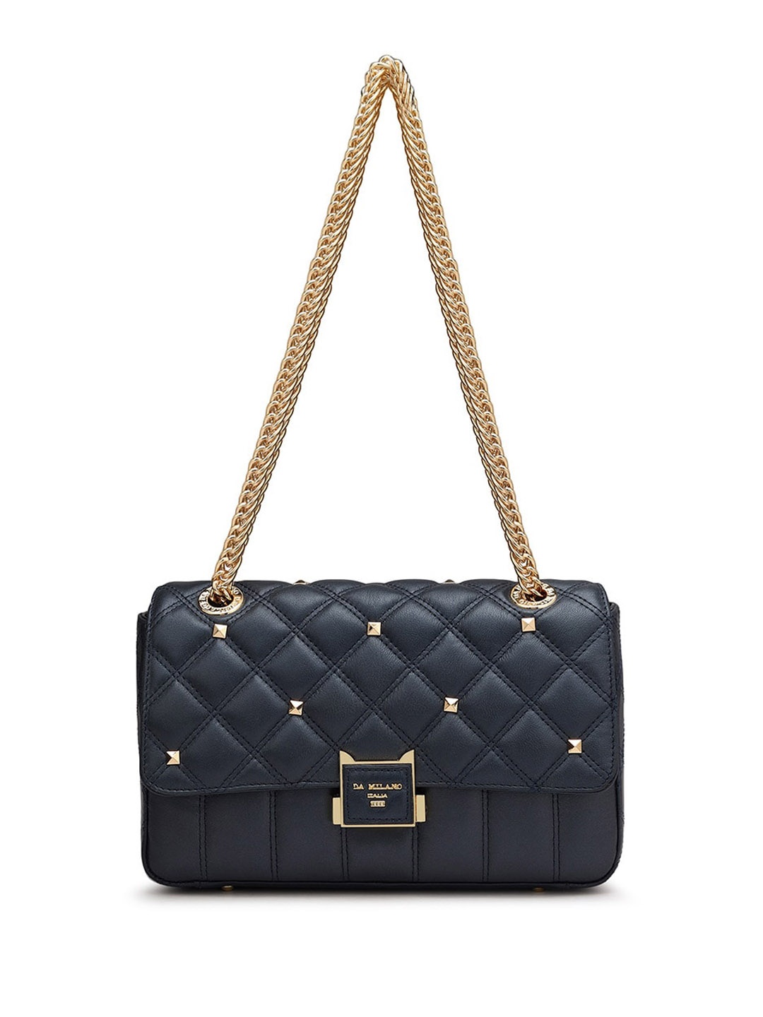

Da Milano Quilted Leather Sling Bag, Navy blue