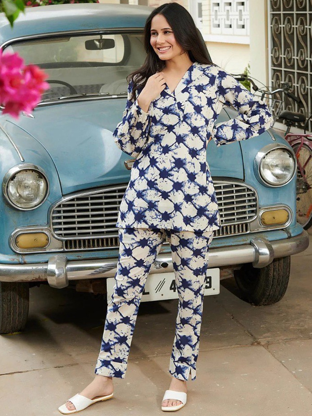 

ISHA TRADE Geometric Printed Tunic With Trouser, Blue