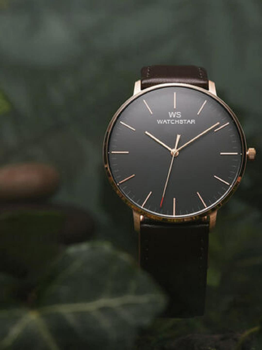 

WATCHSTAR Unisex Textured Dial & Leather Straps Analogue Watch PF WS brown