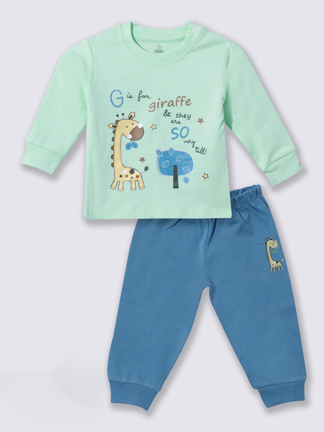 

Moms Love Infants Boys Printed Pure Cotton Sweatshirt With Joggers, Sea green