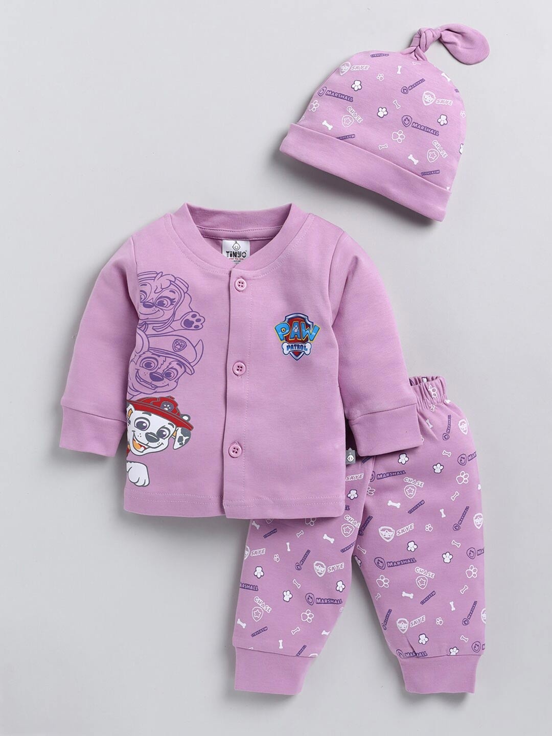 

Moms Love Infants Boys Printed Pure Cotton T-shirt with Pyjamas, Mauve