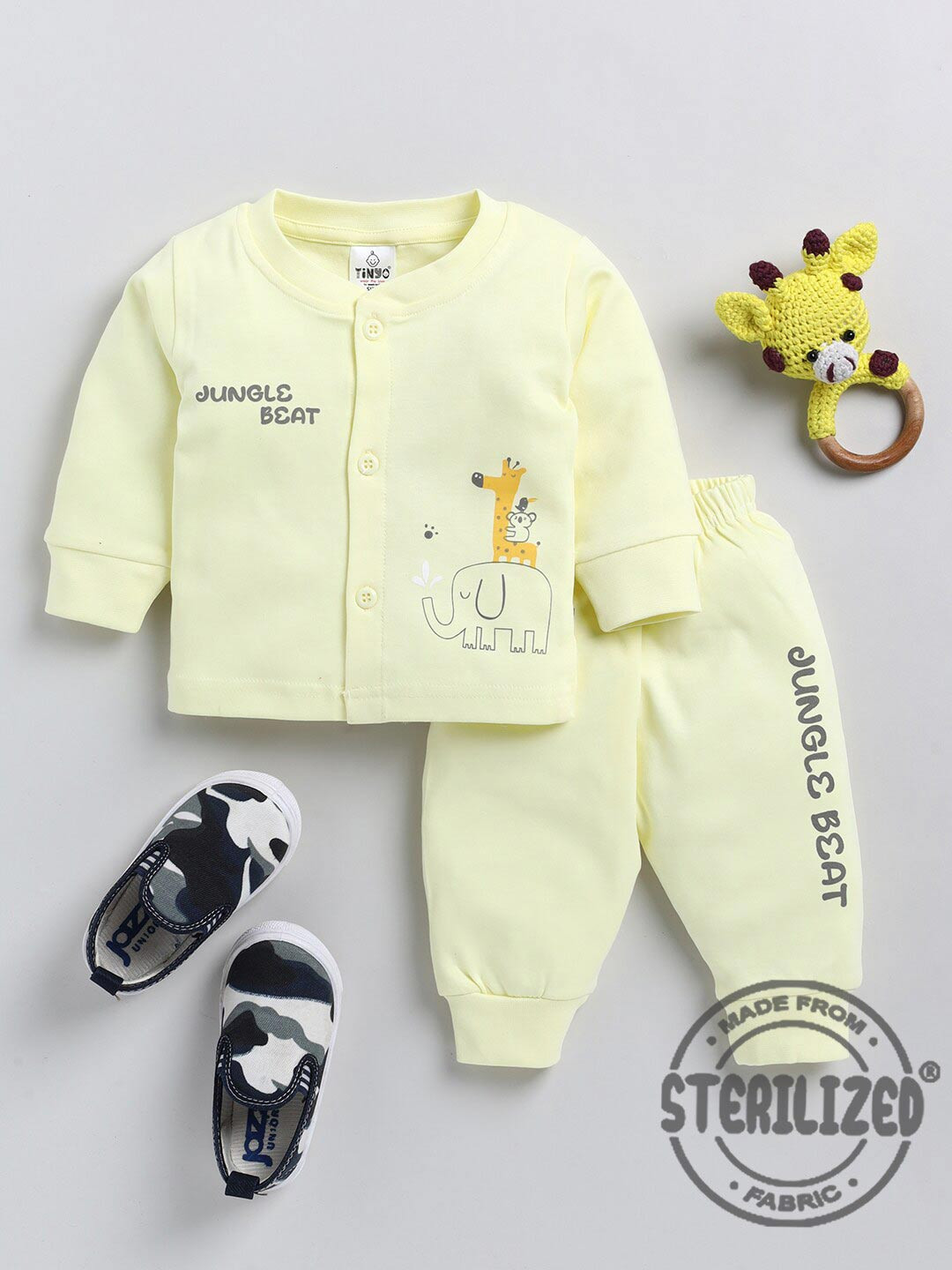 

Moms Love Infant Kids Printed Pure Cotton Top with Pyjamas, Yellow