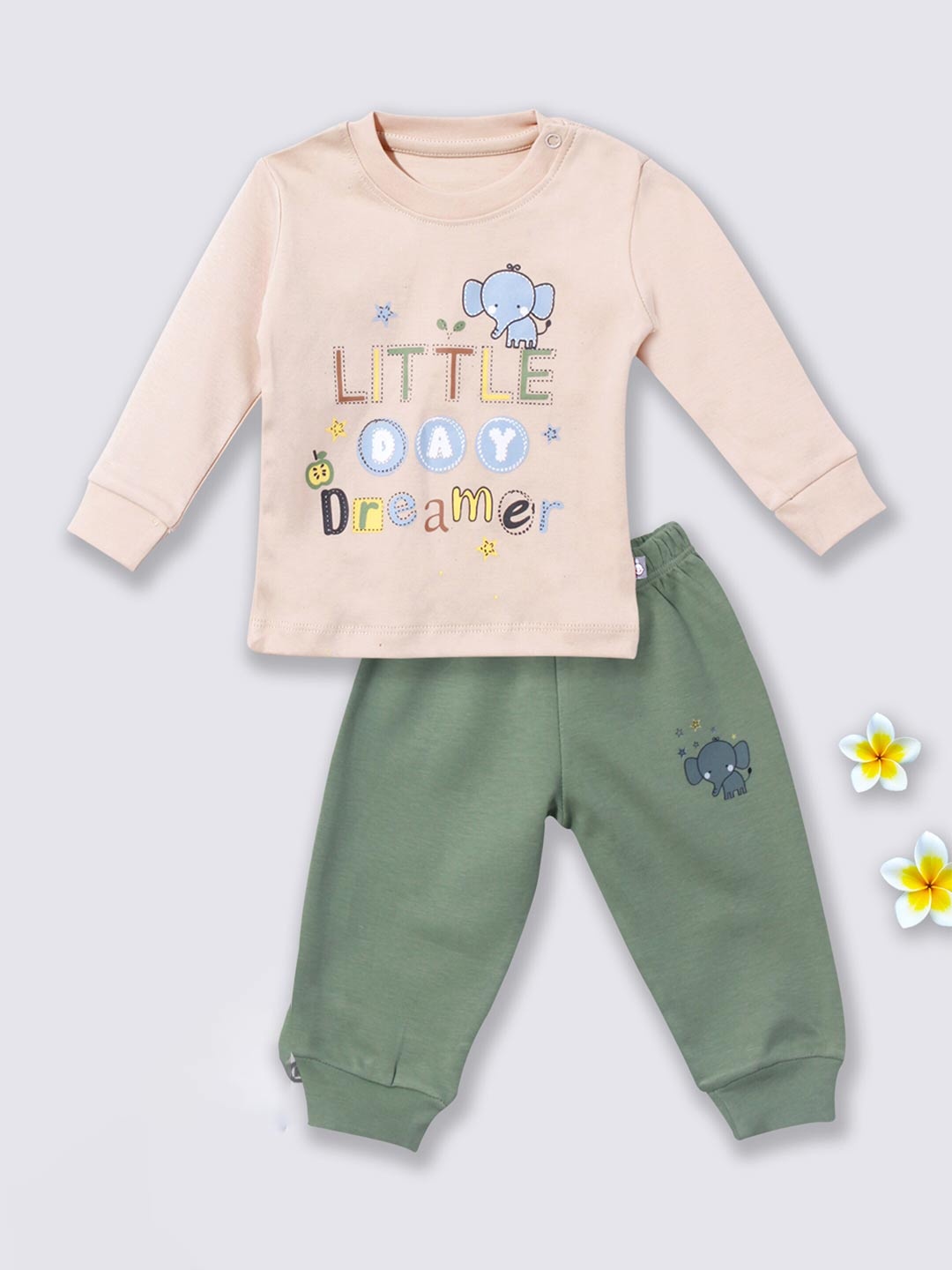 

Moms Love Boys Printed Pure Cotton Clothing Set, Cream