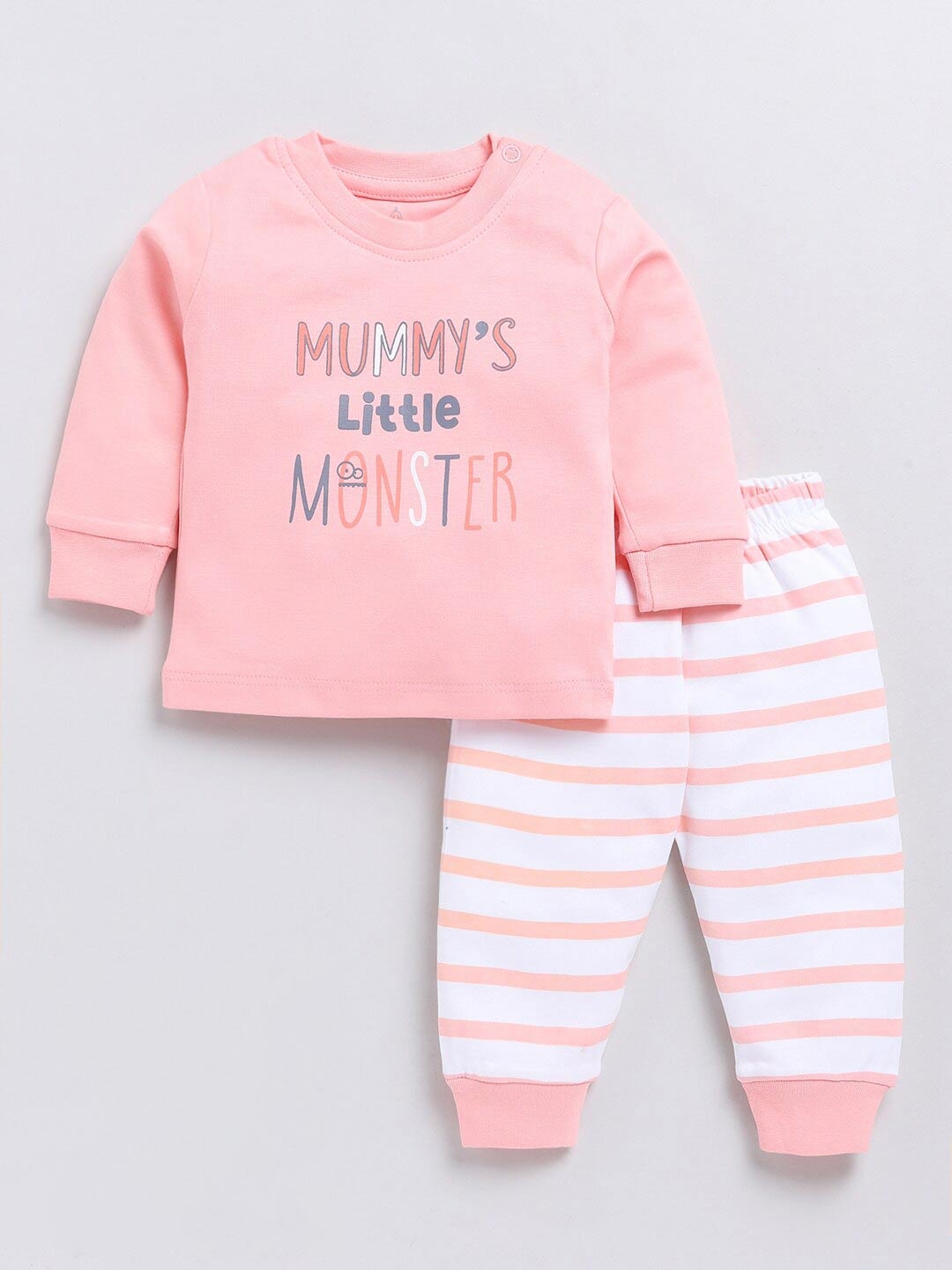 

Moms Love Infants Boys Printed Pure Cotton Sweatshirt With Joggers, Peach