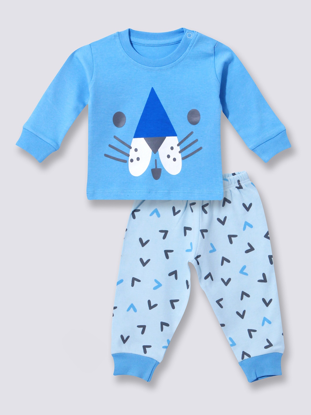 

Moms Love Infants Boys Printed Pure Cotton T-shirt with Joggers, Blue