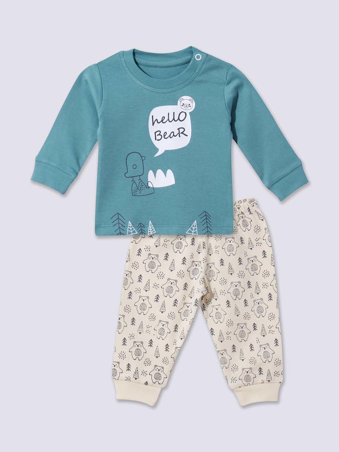 

Moms Love Infant Boys Printed T-shirt with Pyjamas, Teal