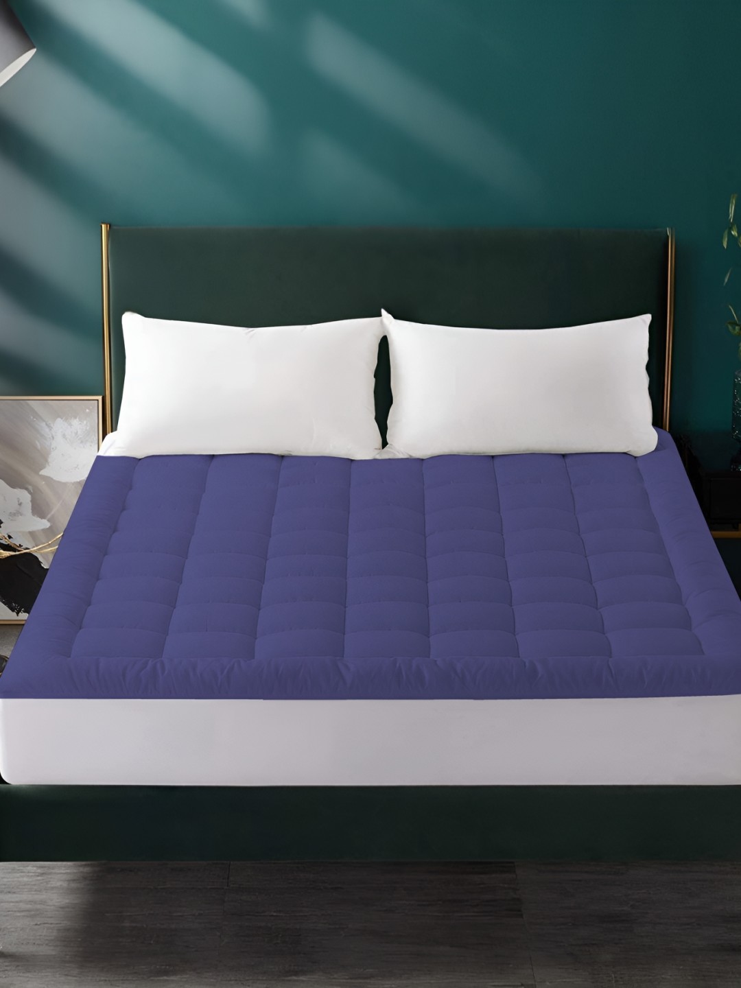 

LINENOVATION Blue Breathable Quilted Mattress Protector
