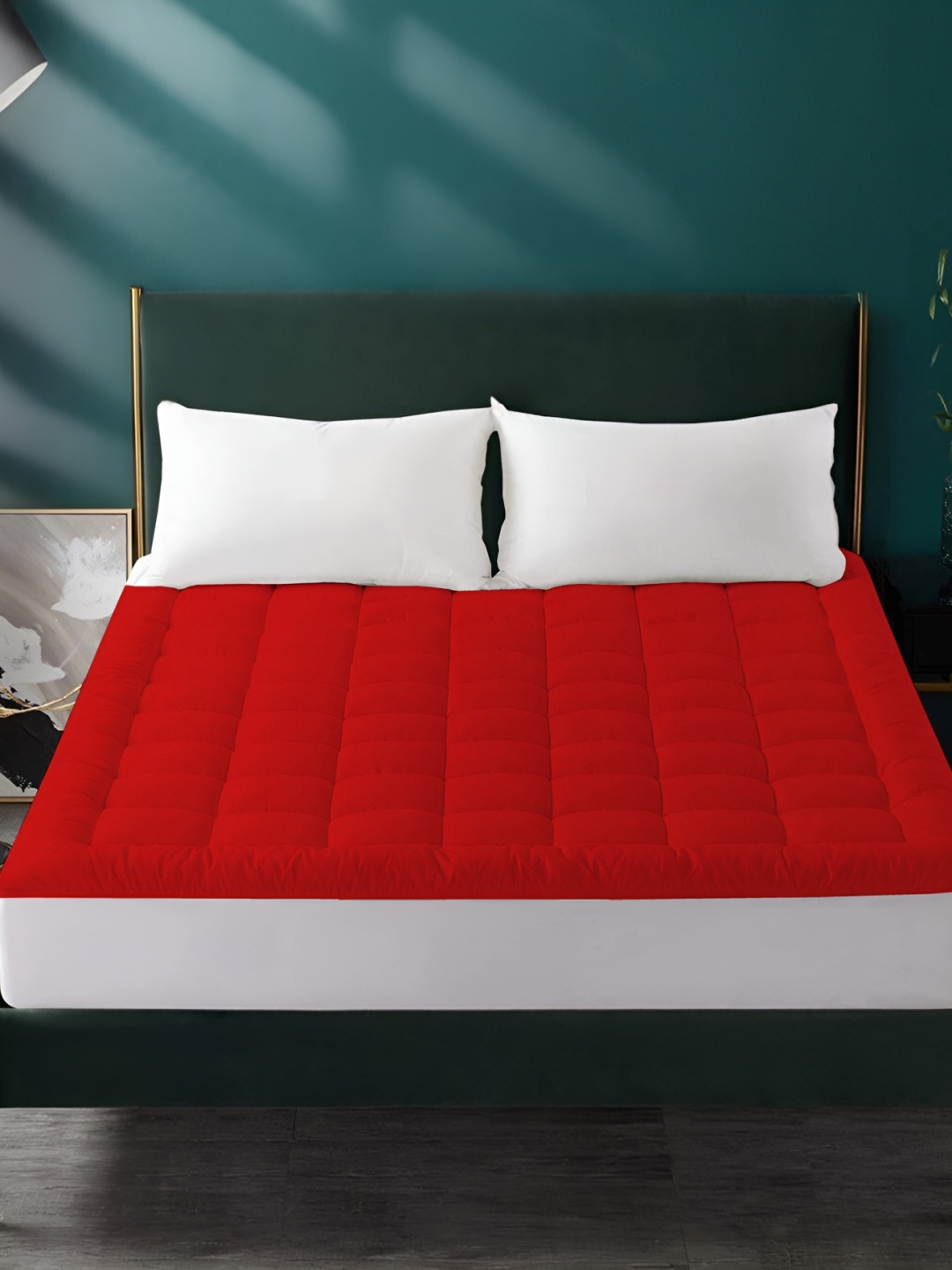 

LINENOVATION Red Breathable Quilted Mattress Protector