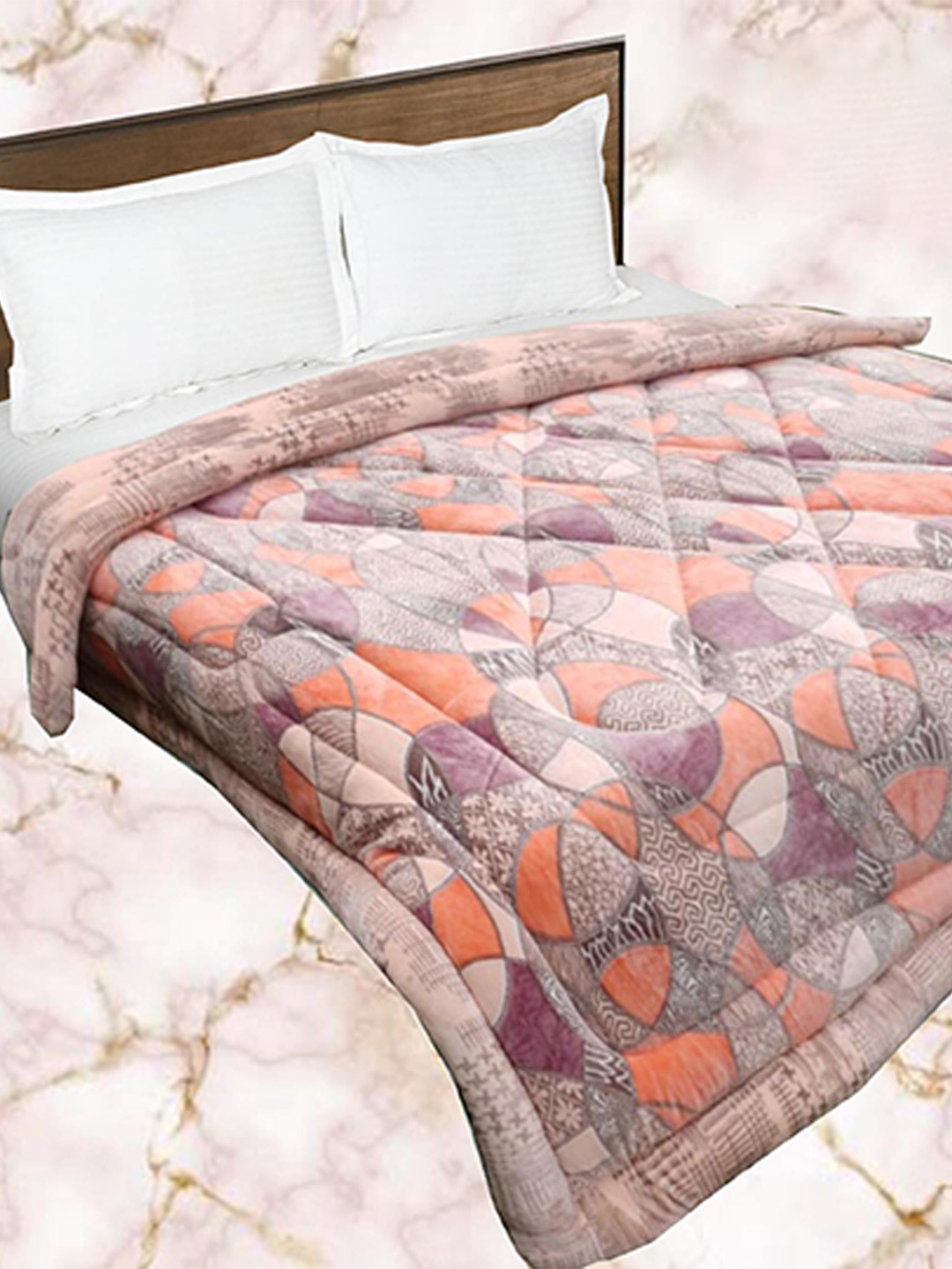 

Signature Bellagio Brown & Orange Abstract Microfiber Heavy Winter Double Bed Quilt