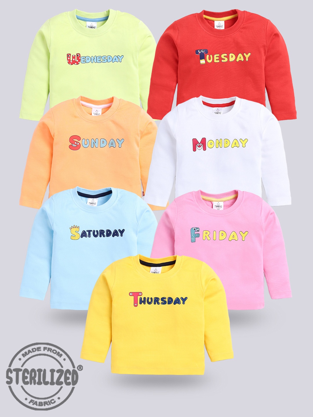 

Moms Love Infants Assorted Pack Of 7 Typography Printed Cotton T-Shirts