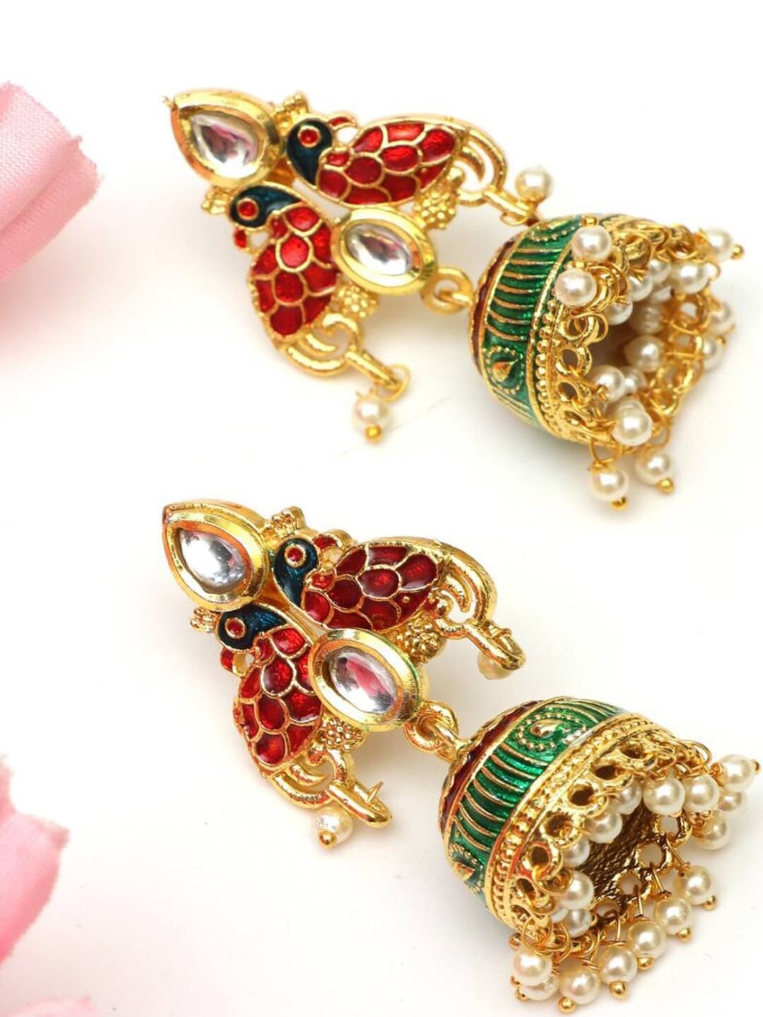 

ATIBELLE Gold Plated Kundan Jhumkas