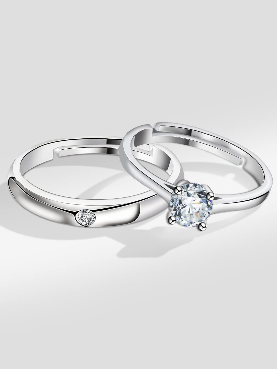 

Krelin Unisex Set Of 2 Silver-Plated Stone-Studded Finger Rings