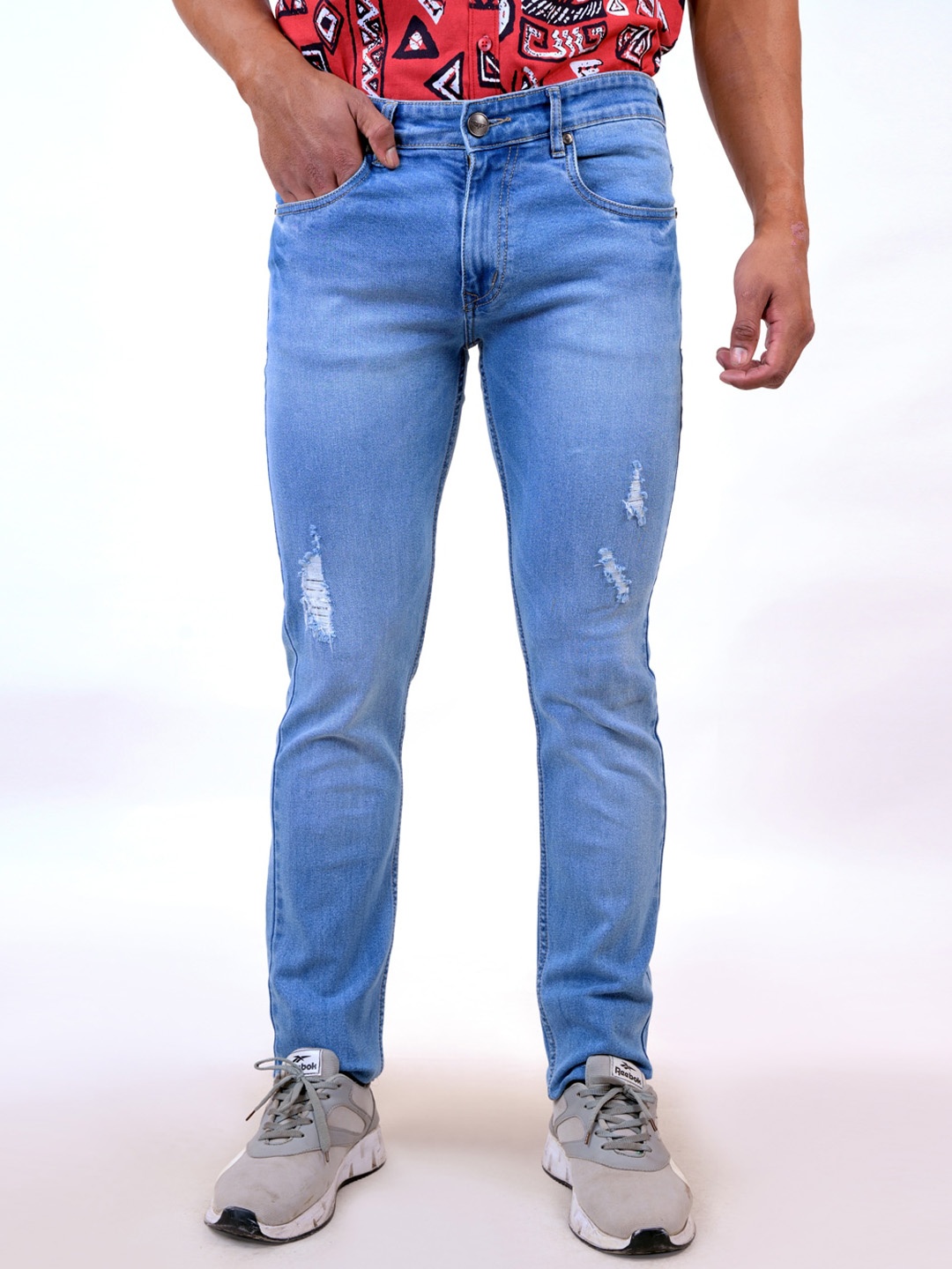 

Pontiac Men Mildly Distressed Mid-Rise Cotton Jeans, Blue