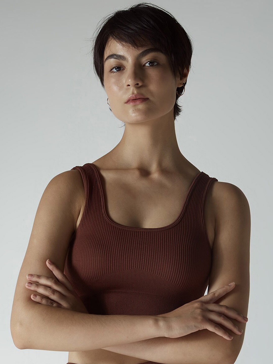 

CAVA Striped Seamless All Day Comfort Rapid-Dry Seamless Sports Bra, Burgundy