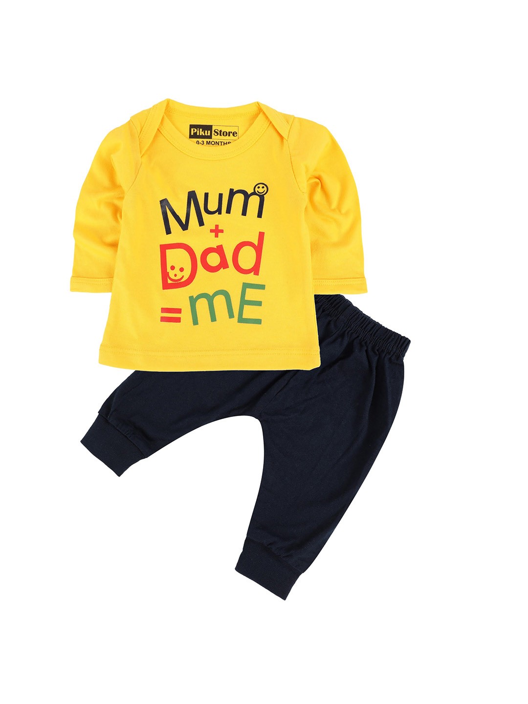 

BAESD Infant Kids Typography Printed T-shirt with Pyjamas, Yellow