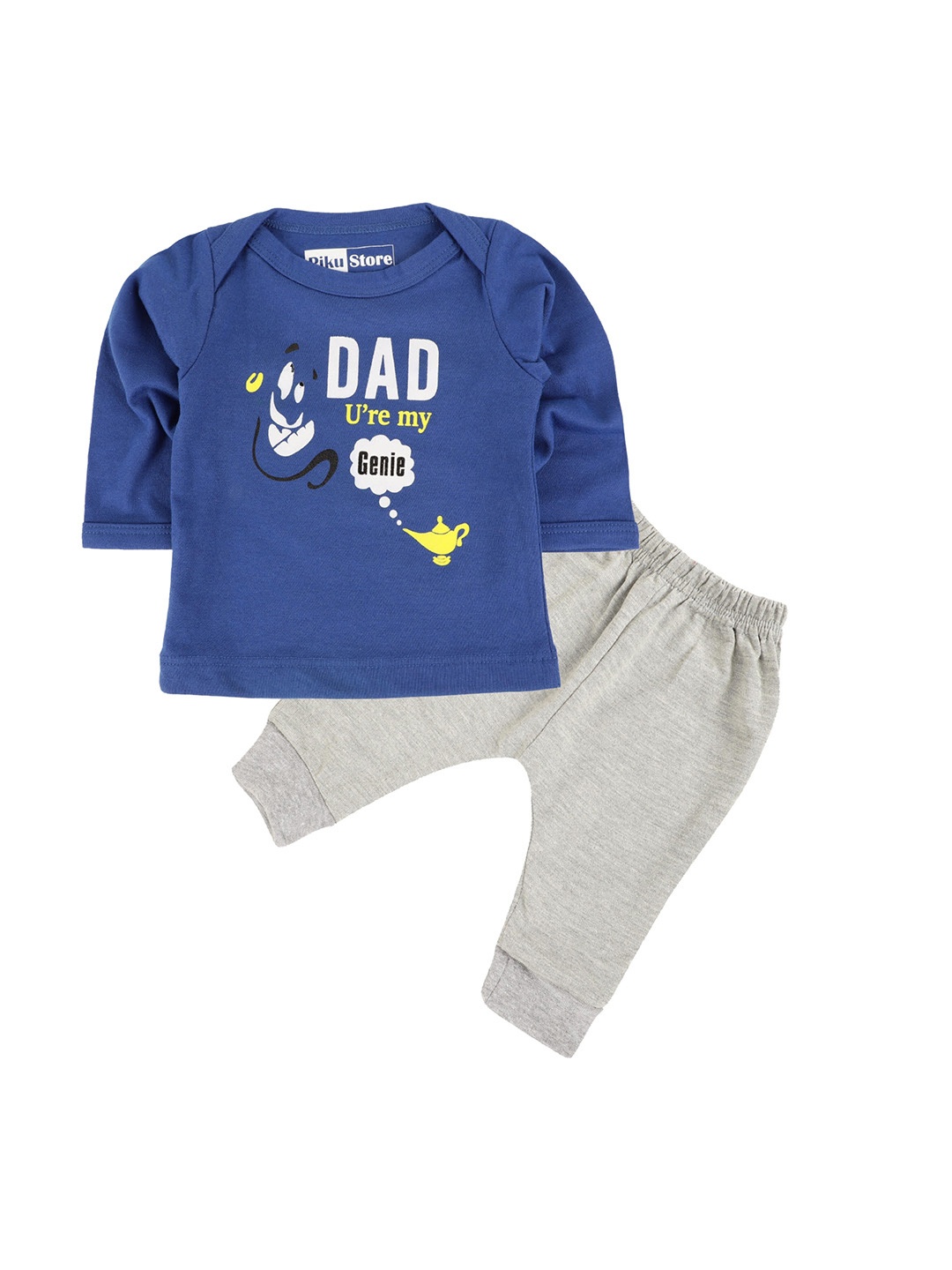 BAESD Infant Kids Typography Printed T-shirt with Pyjamas, Blue
