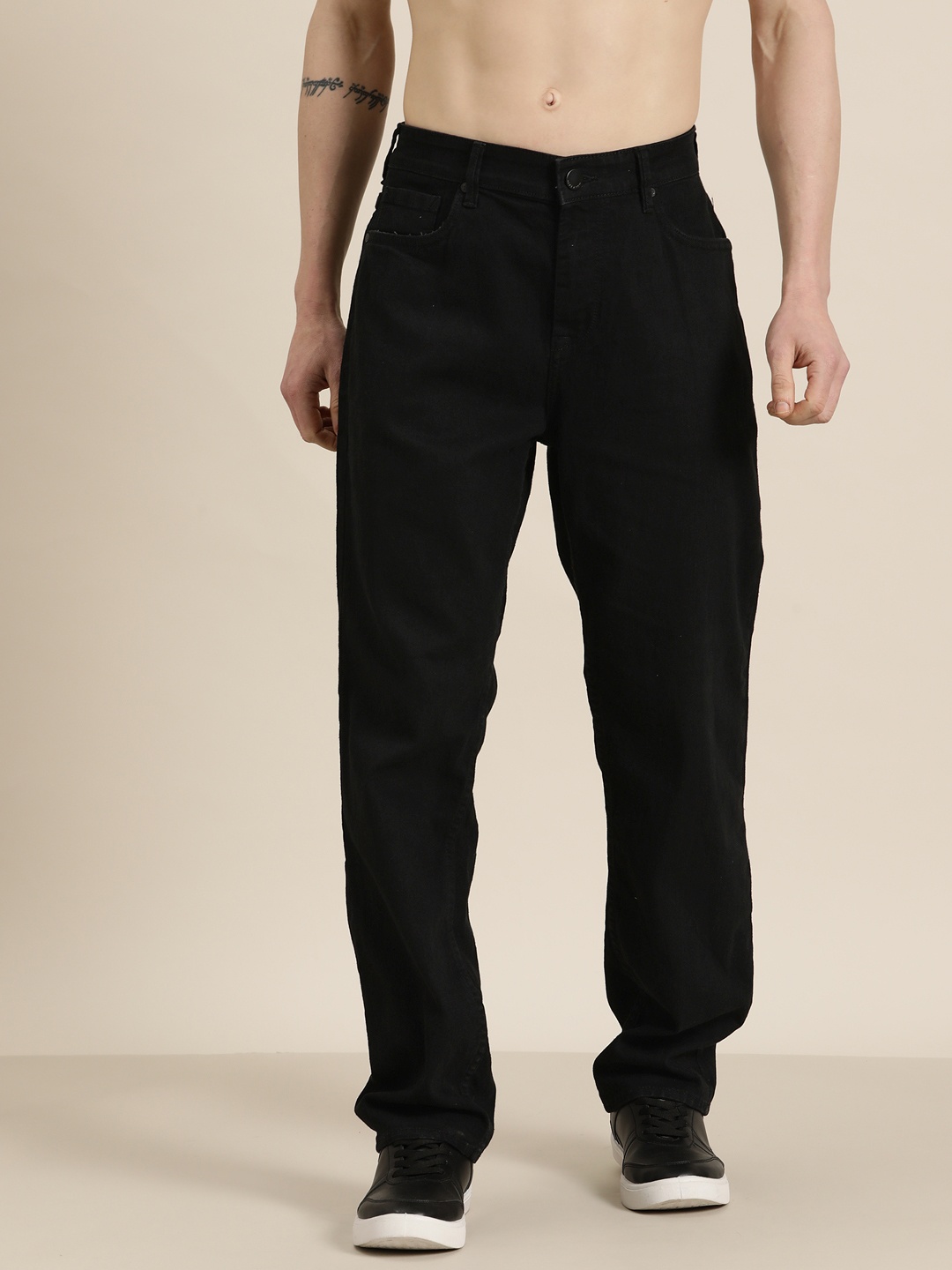 

HERE&NOW Men Regular Fit Stretchable Jeans, Black