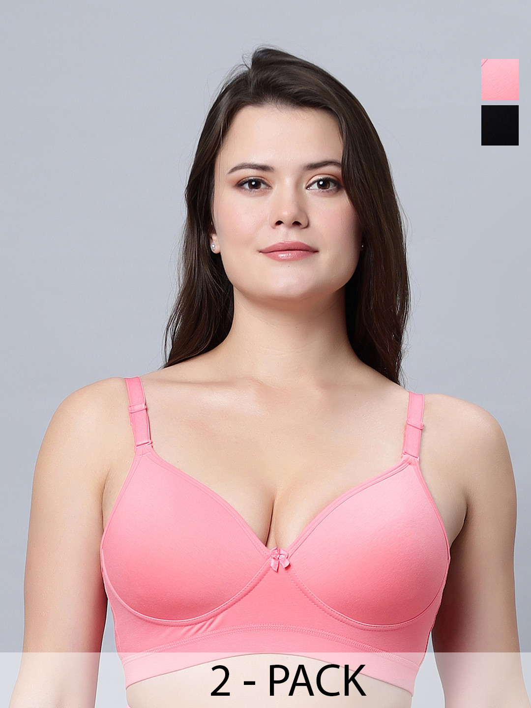 

In Care Pack Of 2 Full Coverage Heavily Padded Cotton Push-Up Bra With All Day Comfort, Black