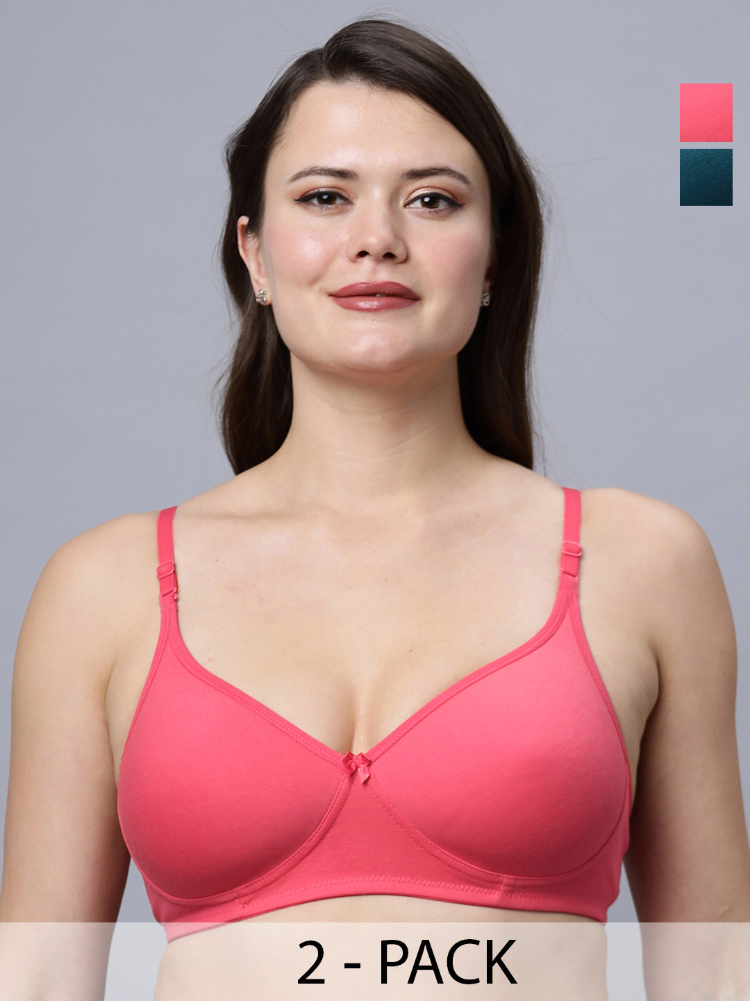 

In Care Pack Of 2 Full Coverage Heavily Padded Cotton Everyday Bra With All Day Comfort, Pink