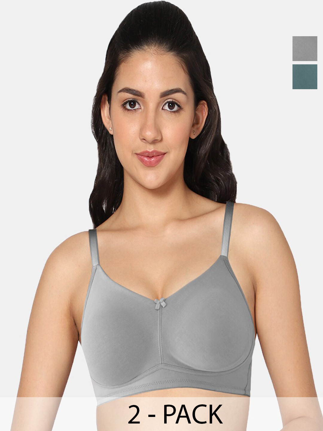 

In Care Pack Of 2 Full Coverage Heavily Padded Cotton T-shirt Bras With All Day Comfort, Green
