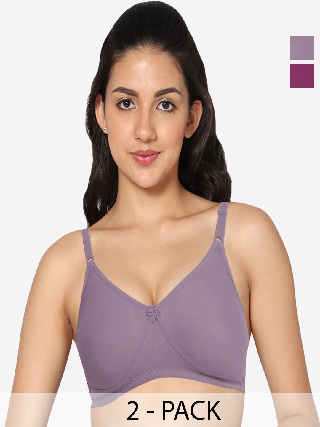 

In Care Pack Of 2 Full Coverage Heavily Padded Cotton Push-Up Bras With All Day Comfort, Purple