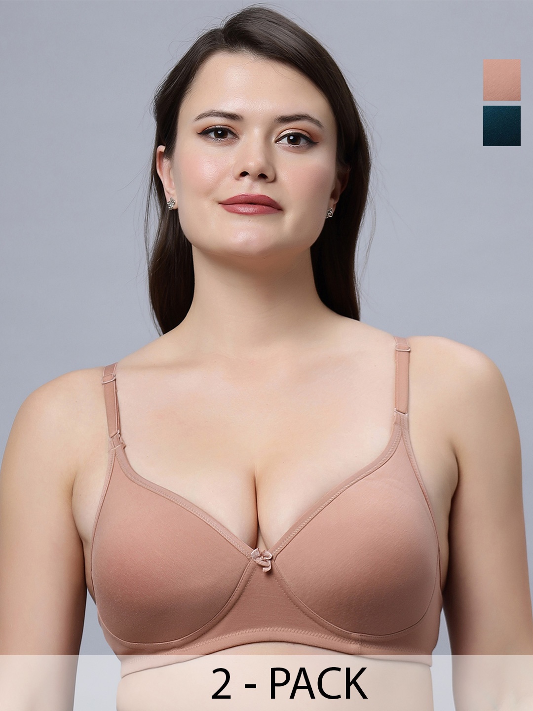 

In Care Pack Of 2 Full Coverage Heavily Padded Cotton Push-Up Bra With All Day Comfort, Pink