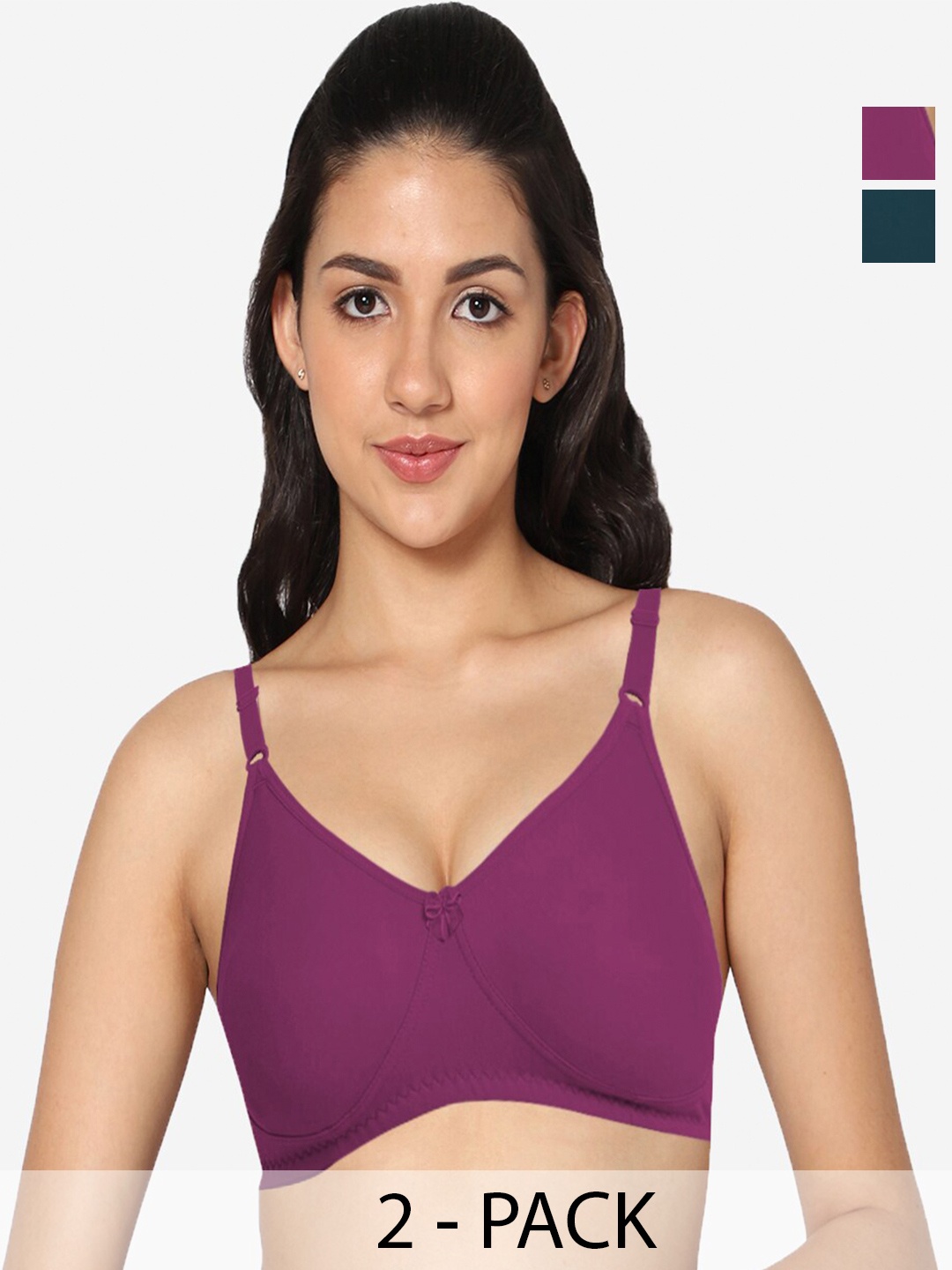 

In Care Pack Of 2 Full Coverage Heavily Padded Cotton Push-Up Bras With All Day Comfort, Magenta
