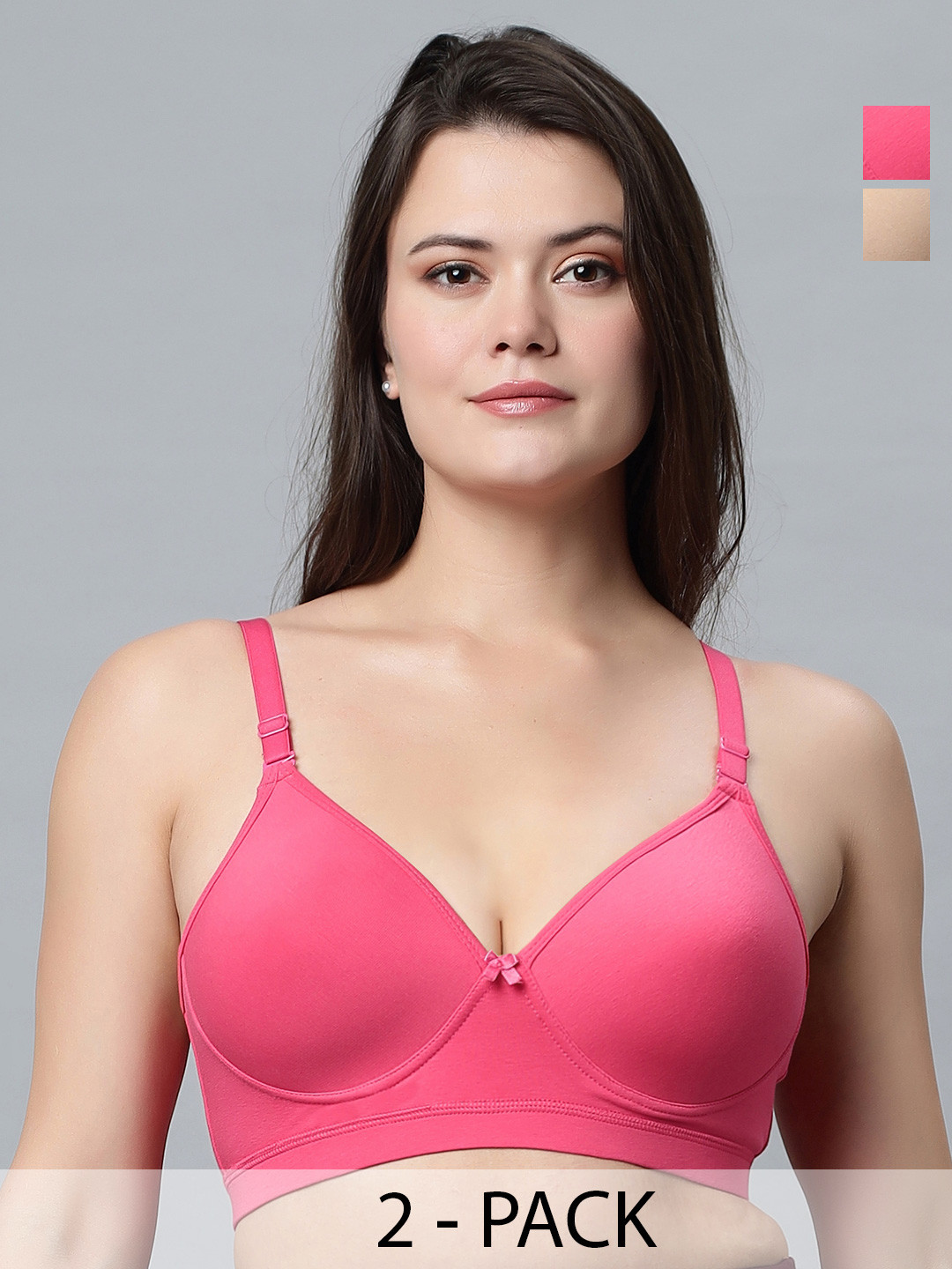 

In Care Pack Of 2 Full Coverage Heavily Padded Cotton Push-Up Bras With All Day Comfort, Pink