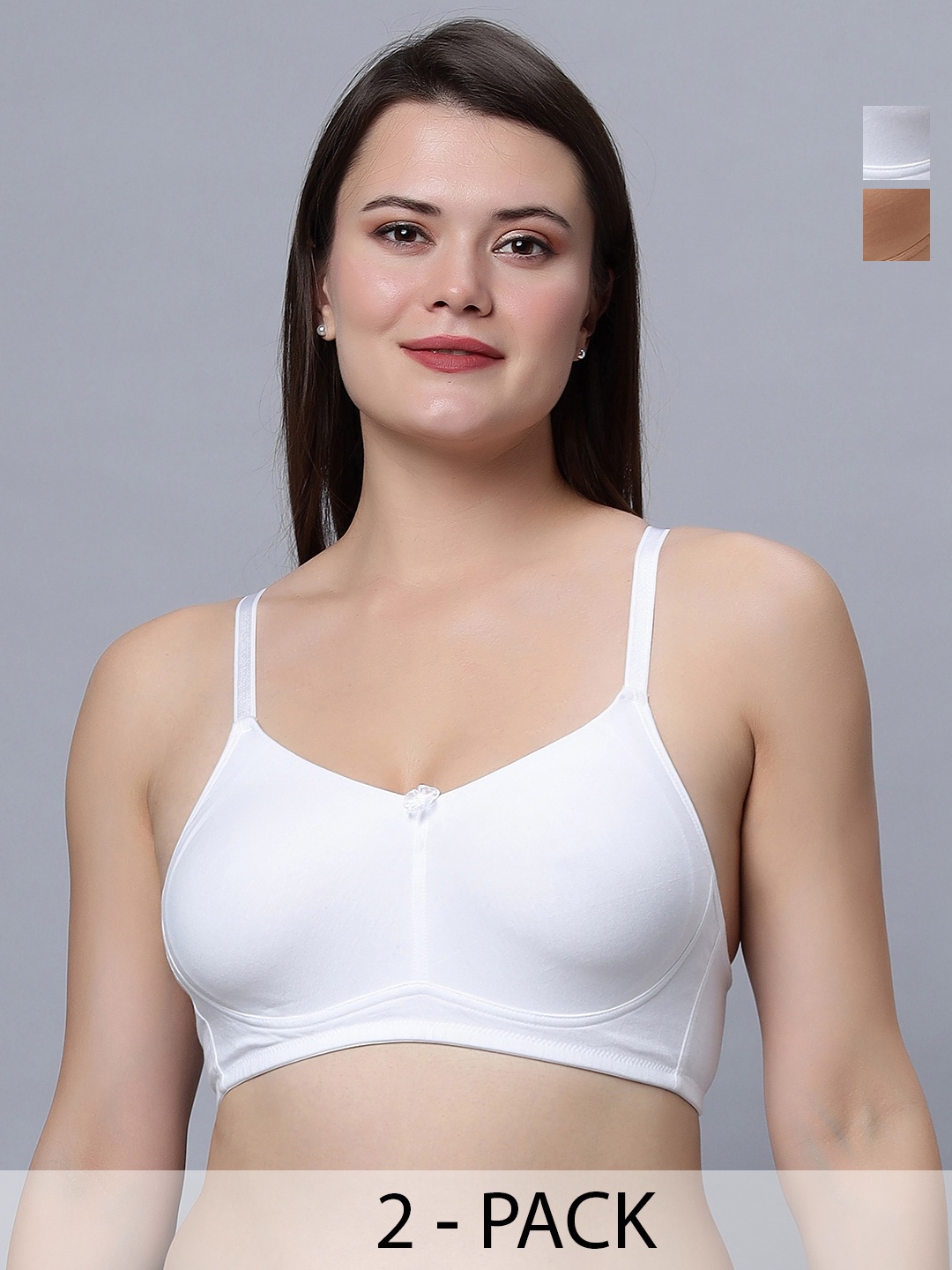 

In Care Pack Of 2 Full Coverage Non Padded Pure Cotton T-shirt Bra With All Day Comfort, Nude