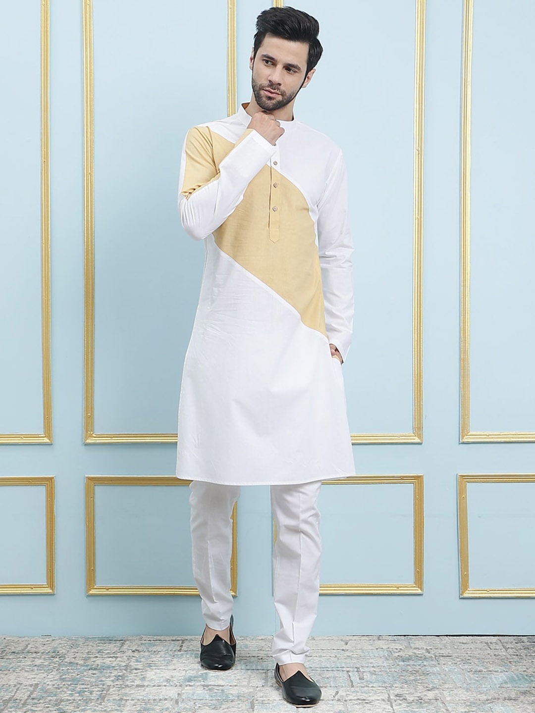 

See Designs Regular Pure Cotton Mandarin Collar Straight Kurta with Pyjamas, White